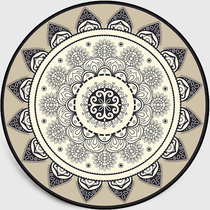 Moroccan Style Sunflower Rug Gray-Black Synthetic Rug Washable Non-Slip Backing Stain Resistant Rug for the Family Room