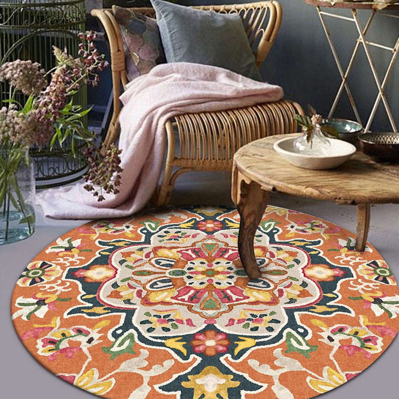 Classic Moroccan Indoor Carpet multicolored floral rug non-slip machine washable stain-resistant rug for the living room