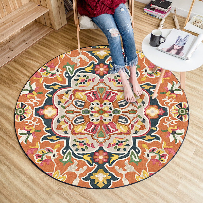 Classic Moroccan Indoor Carpet multicolored floral rug non-slip machine washable stain-resistant rug for the living room