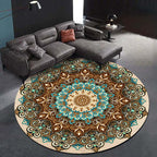 Multicolored Living Room Carpet Turkish Floral Swirl Rug Synthetic Non-Slip Pet-Friendly Machine Washable Carpet