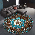Multicolored Living Room Carpet Turkish Floral Swirl Rug Synthetic Non-Slip Pet-Friendly Machine Washable Carpet