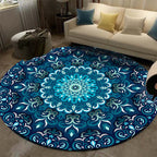 Multicolored Living Room Carpet Turkish Floral Swirl Rug Synthetic Non-Slip Pet-Friendly Machine Washable Carpet