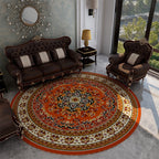 Retro Floral Rug Multicolored Oriental Rug Polyester Pet-Friendly Non-Slip Back Washable Rug for the Bedroom