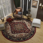 Retro Floral Rug Multicolored Oriental Rug Polyester Pet-Friendly Non-Slip Back Washable Rug for the Bedroom