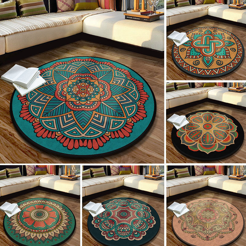 Multicolored Moroccan rug Synthetic floral pattern rug with non-slip backing stain-resistant machine washable rug for the dining room