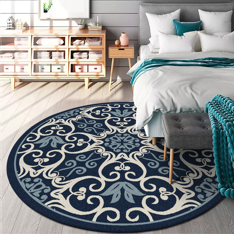 Moroccan Bedroom Rug Multicolor Scroll Pattern Rug Synthetic Non-Slip Washable Pet-Friendly Indoor Rug