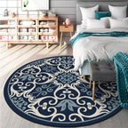 Moroccan Bedroom Rug Multicolor Scroll Pattern Rug Synthetic Non-Slip Washable Pet-Friendly Indoor Rug