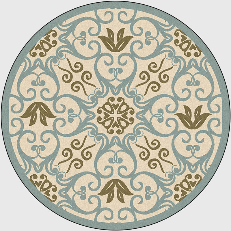 Moroccan Bedroom Rug Multicolor Scroll Pattern Rug Synthetic Non-Slip Washable Pet-Friendly Indoor Rug