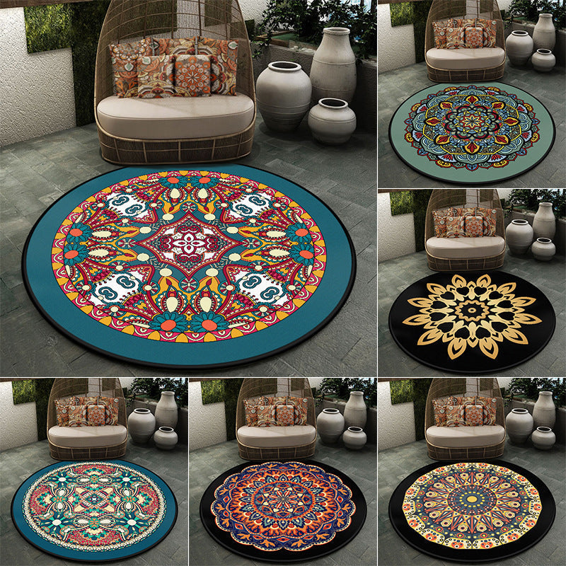 Moroccan symmetrical pattern rug multicolored polyester rug machine washable non-slip pet-friendly rug for living room