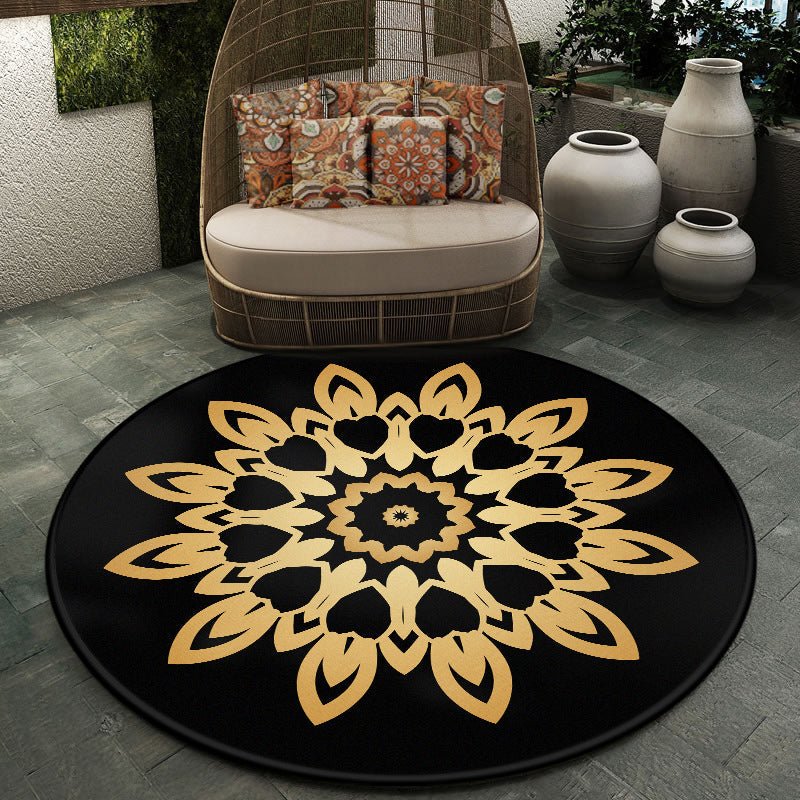 Moroccan symmetrical pattern rug multicolored polyester rug machine washable non-slip pet-friendly rug for living room