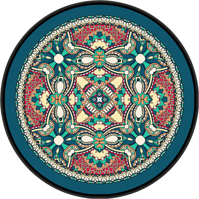 Moroccan symmetrical pattern rug multicolored polyester rug machine washable non-slip pet-friendly rug for living room