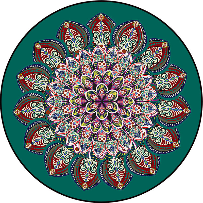Ethical Moroccan Style Rug Multicolored Flower Rug Pet Friendly Anti-Slip Stain Resistant Rug for Living Room