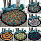 Bohemian Living Room Rug Multicolored Mandala Rug Polyester Stain Resistant Washable Non-Slip Backing Rug for Hallway