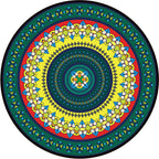 Bohemian Living Room Rug Multicolored Mandala Rug Polyester Stain Resistant Washable Non-Slip Backing Rug for Hallway