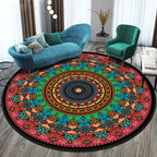 Bohemian Living Room Rug Multicolored Mandala Rug Polyester Stain Resistant Washable Non-Slip Backing Rug for Hallway