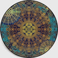 Weathered Floral Pattern Rug Weathered Blue-Yellow Moroccan Rug Polyester Washable Non-Slip Floor Stain Resistant Rug for Home
