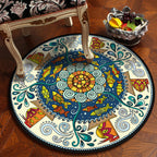 Moroccan Mandala Rug Multicolored Synthetic Rug Stain Resistant Non-Slip Machine Washable Rug for the Dining Room