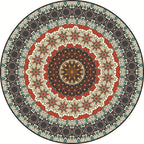 Traditional Multicolored Moroccan Carpet Polypropylene Mandala Area Rug Non-Slip Machine Washable Stain Resistant Rug for Rome