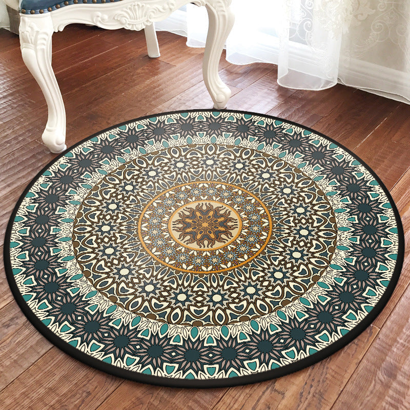 Traditional Multicolored Moroccan Carpet Polypropylene Mandala Area Rug Non-Slip Machine Washable Stain Resistant Rug for Rome