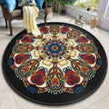 Colorful Mandala Carpet Polyester Turkish Indoor Carpet Non-Slip Back Machine Washable Pet-Friendly Rug for Seating Area