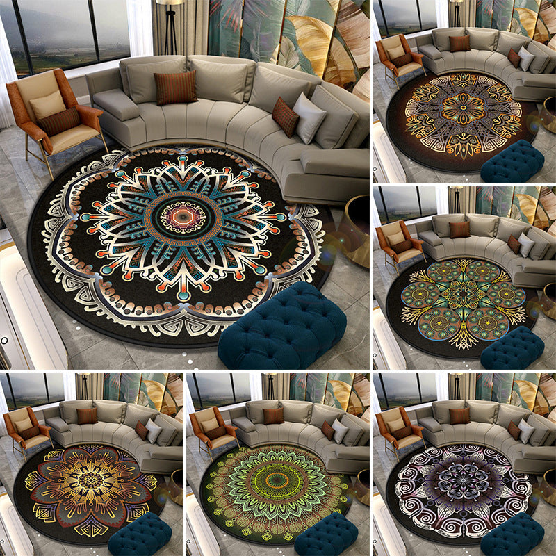 Turkish Style Living Room Carpet Colorful Flower Carpet Synthetic Pet-Friendly Machine Washable Non-Slip Carpet