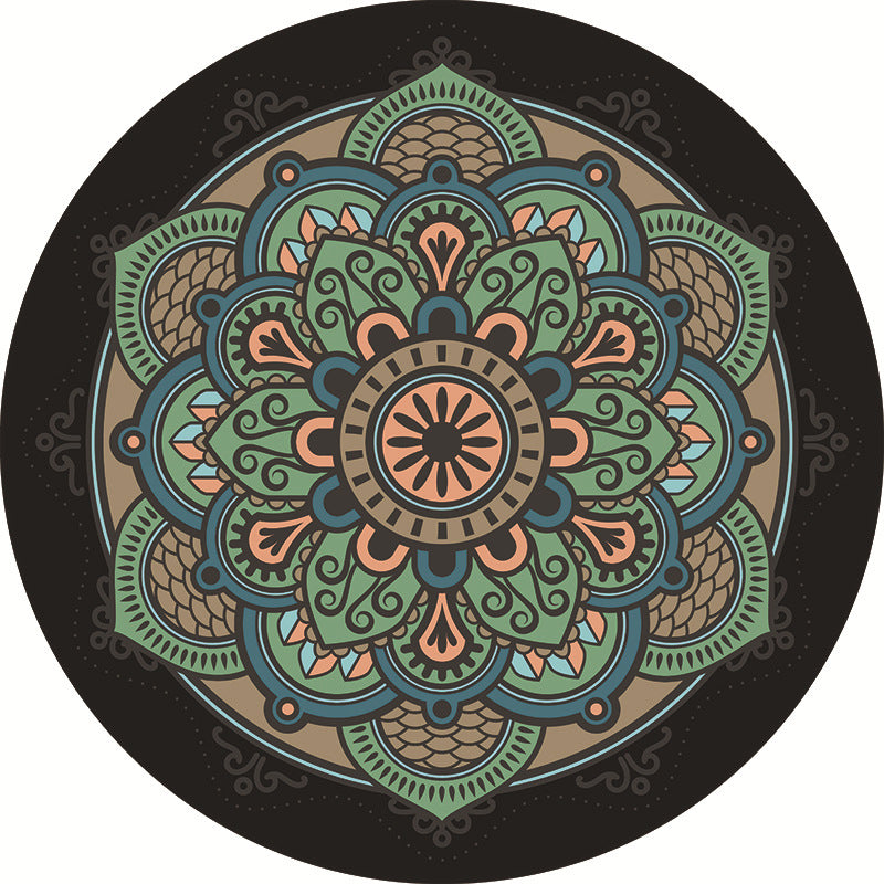 Unique multicolored mandala rug Synthetic Moroccan rug Stain resistant Non-slip backing Machine washable rug for the front door