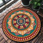 Unique multicolored mandala rug Synthetic Moroccan rug Stain resistant Non-slip backing Machine washable rug for the front door