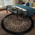 Retro Dark Colored Moroccan Carpet Polypropylene Mandala Pattern Carpet Washable Non-Slip Pet-Friendly Carpet for Living Space