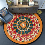 Turkish Mandala Rug Multicolored Synthetic Rug Washable Pet-Friendly Non-Slip Back Rug for the Large Room