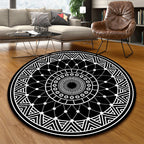 Classic Multicolor Mandala Rug Polypropylene Moroccan Rug Stain Resistant Machine Washable Non-Slip Rug for the Door