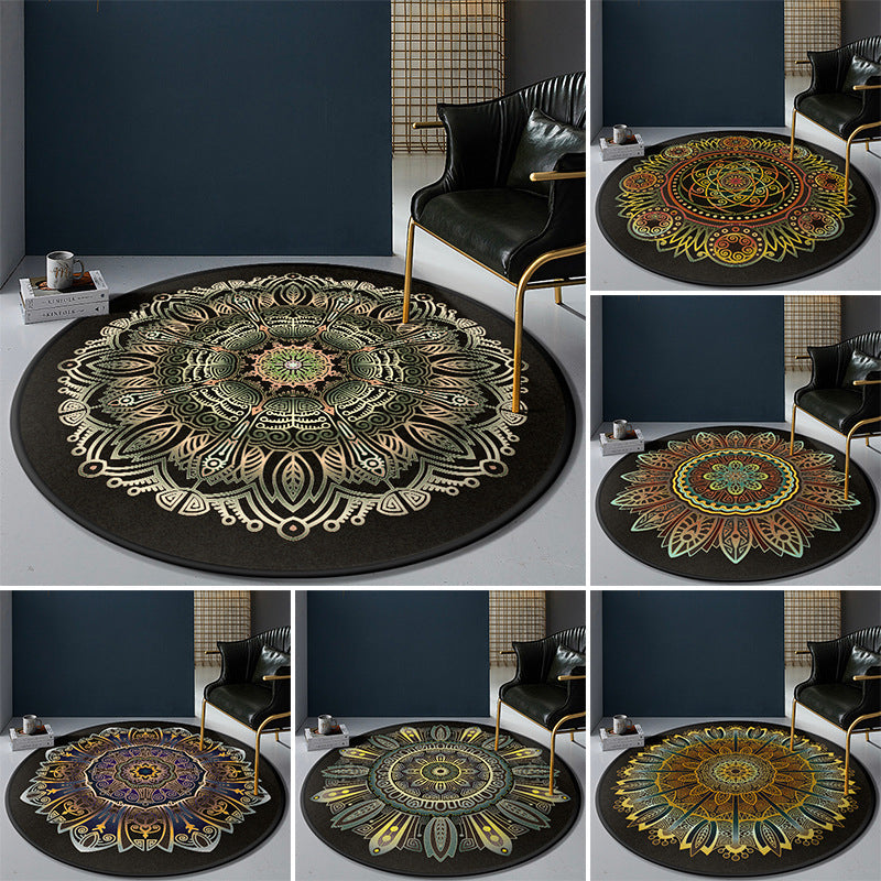 Persian Bedroom Rug Multicolor Tribal Floral Rug Polyester Stain Resistant Non-Slip Back Washable Area Rug