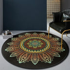 Persian Bedroom Rug Multicolor Tribal Floral Rug Polyester Stain Resistant Non-Slip Back Washable Area Rug