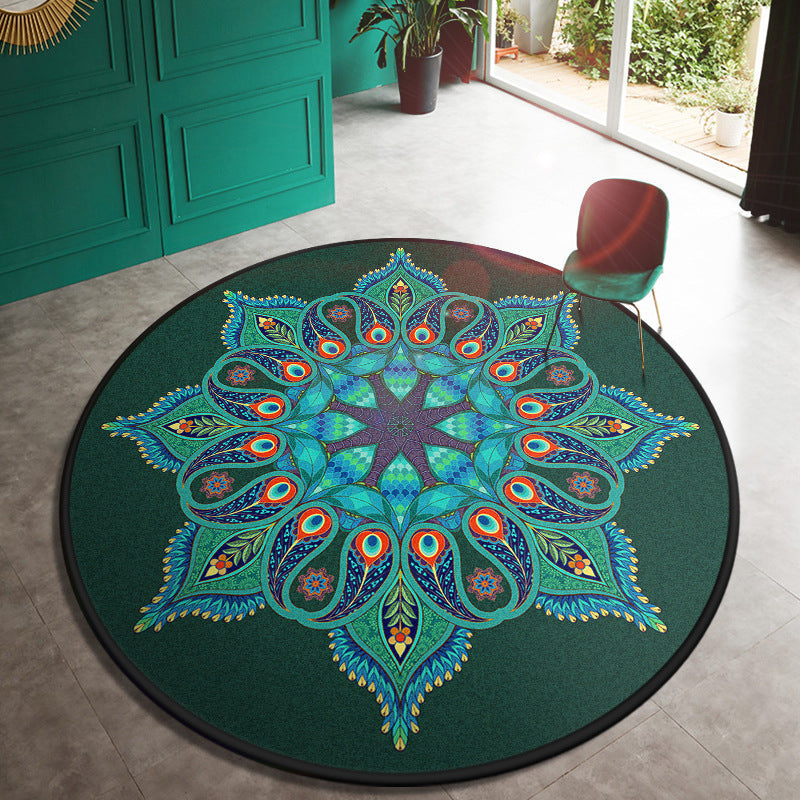 Multi Color Doormat Moroccan Flowers Area Rug Synthetic Non-Slip Stain Resistant Pet Friendly Rug