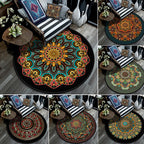 Retro Mandala Indoor Carpet Dark Color Moroccan Rug Polypropylene Non-slip Pet-friendly Washable Carpet for Living Room