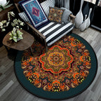 Retro Mandala Indoor Carpet Dark Color Moroccan Rug Polypropylene Non-slip Pet-friendly Washable Carpet for Living Room