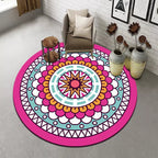 Stylish Multicolored Persian Rug Polyester Flower Pattern Rug Washable Non-Slip Pet-Friendly Rug for Home