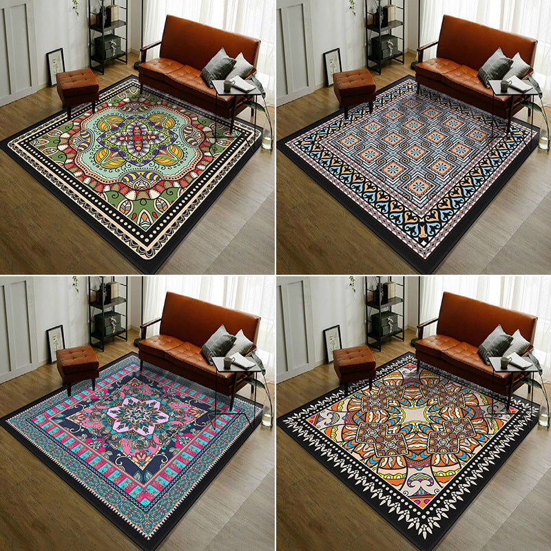 Trendy symmetrical floral rug multicolored Moroccan style rug synthetic rug for the room