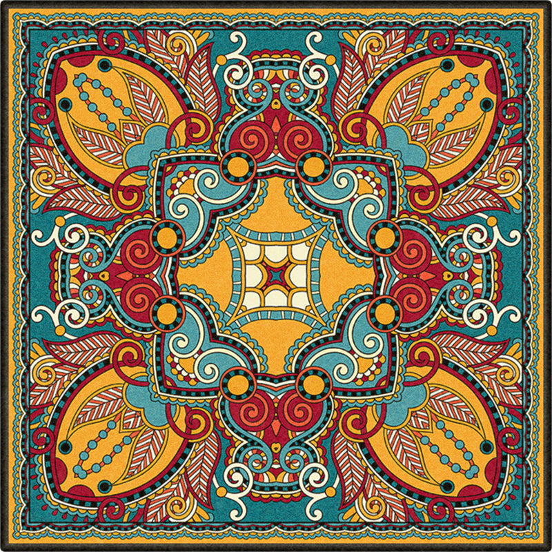 Persian Door Mat Multicolored Tribal Print Rug Polypropylene Pet Friendly Non-Slip Stain Resistant Rug