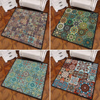 Multicolored Mandala Rug Polypropylene Turkish Carpet Non-Slip Backing Stain-Resistant Machine Washable Carpet for Bedroom