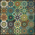 Multicolored Mandala Rug Polypropylene Turkish Carpet Non-Slip Backing Stain-Resistant Machine Washable Carpet for Bedroom