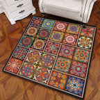 Multicolored Mandala Rug Polypropylene Turkish Carpet Non-Slip Backing Stain-Resistant Machine Washable Carpet for Bedroom