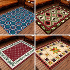 Nostalgic Persian Carpet Multicolored Checkered Carpet Non-Slip Washable Pet-Friendly Rug for the Living Room