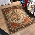 Retro Multicolored Moroccan Rug Synthetic Floral Patterned Rug Non-Slip Washable Pet-Friendly Rug for the Family Room