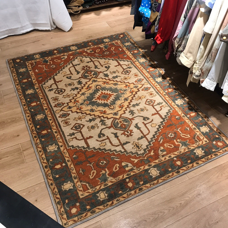 Retro Multicolor Moroccan Carpet Synthetic Floral Pattern Rug Non-Slip Washable Pet-Friendly Rug for Living Room