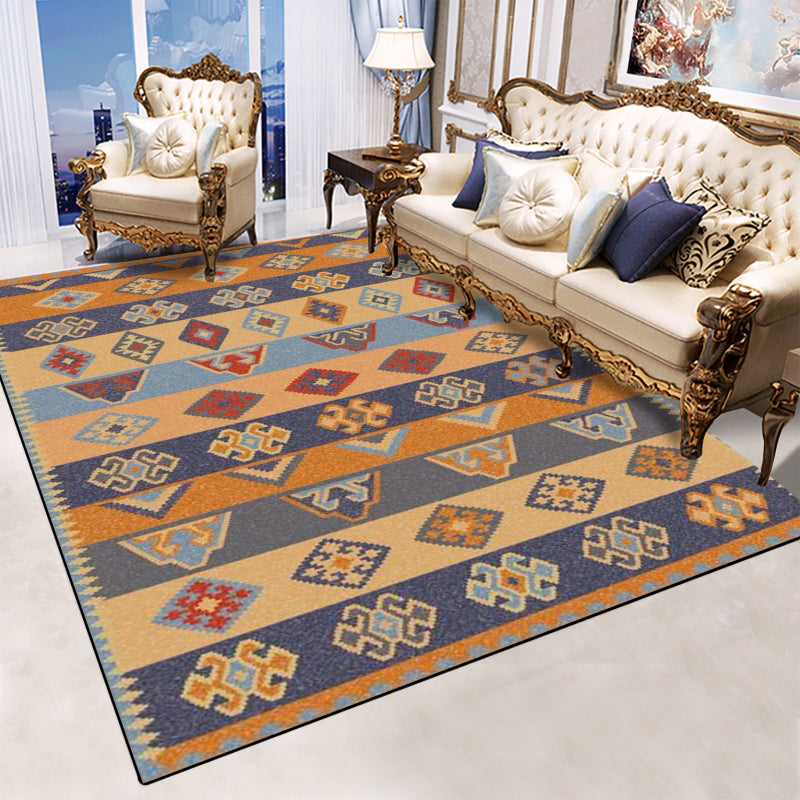 Retro Multicolor Moroccan Carpet Synthetic Floral Pattern Rug Non-Slip Washable Pet-Friendly Rug for Living Room