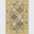 Persian four-leaf pattern carpet gold polypropylene carpet flooring machine washable stain-resistant anti-slip backing carpet for living room