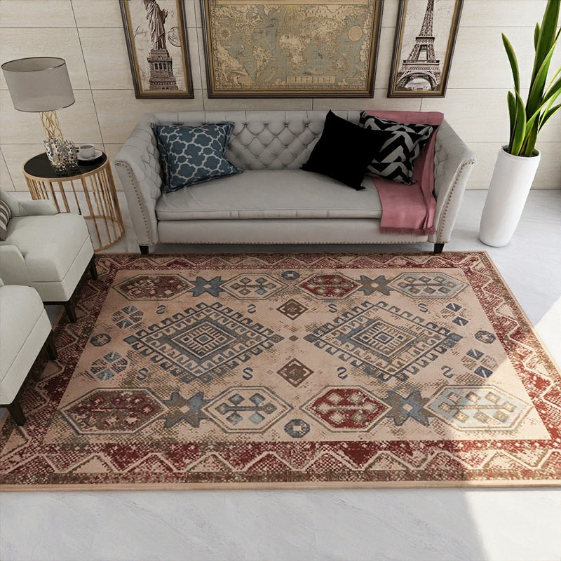 Unusual diamond patterned rug Multicolored Moroccan rug Polyester pet-friendly stain resistant non-slip rug for the living room