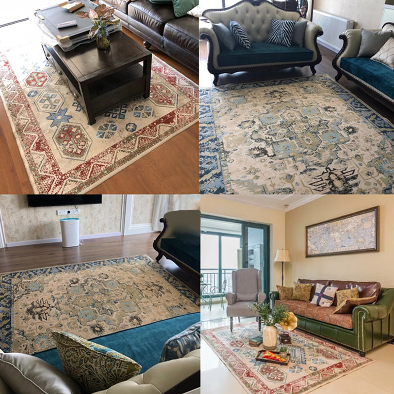Unusual diamond patterned rug Multicolored Moroccan rug Polyester pet-friendly stain resistant non-slip rug for the living room