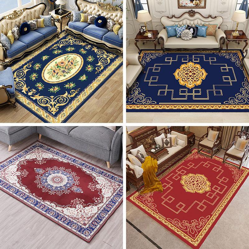 Elegant Chinoiserie Rug Multicolor Floral Area Rug Non-Slip Backing Stain-Resistant Pet-Friendly Rug for Living Room