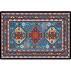 Turkish Meeting Room Carpet Multicolor Symmetrical Tribal Pattern Carpet Polypropylene Non-Slip Stain Resistant Washable Carpet